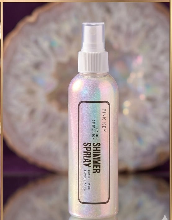 Pink Key Glittering Shimmer Spray – Radiant Glow Mist