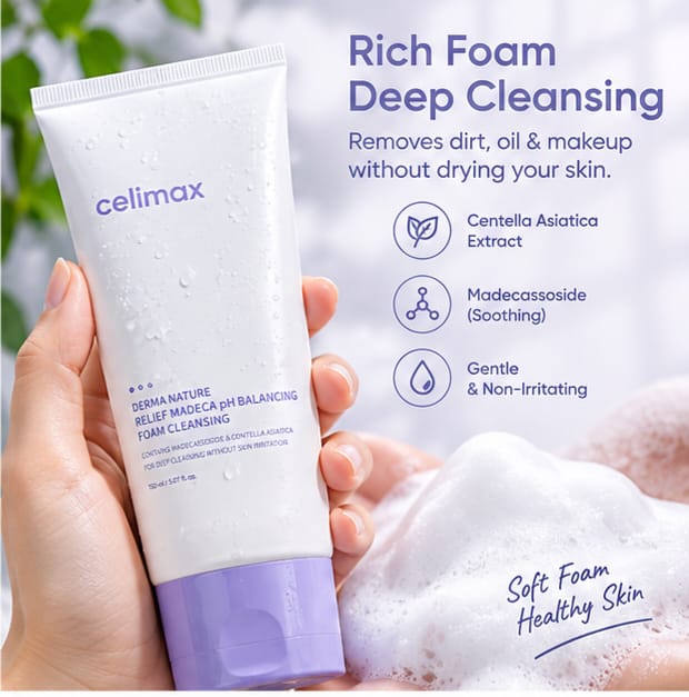 Celimax Derma Nature Relief Madecica pH Balancing Foam Cleanser
