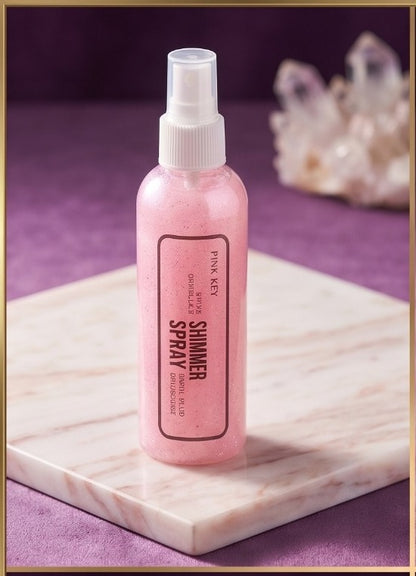 Pink Key Glittering Shimmer Spray – Radiant Glow Mist