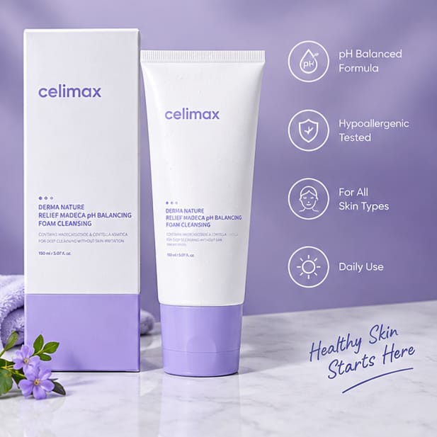 Celimax Derma Nature Relief Madecica pH Balancing Foam Cleanser