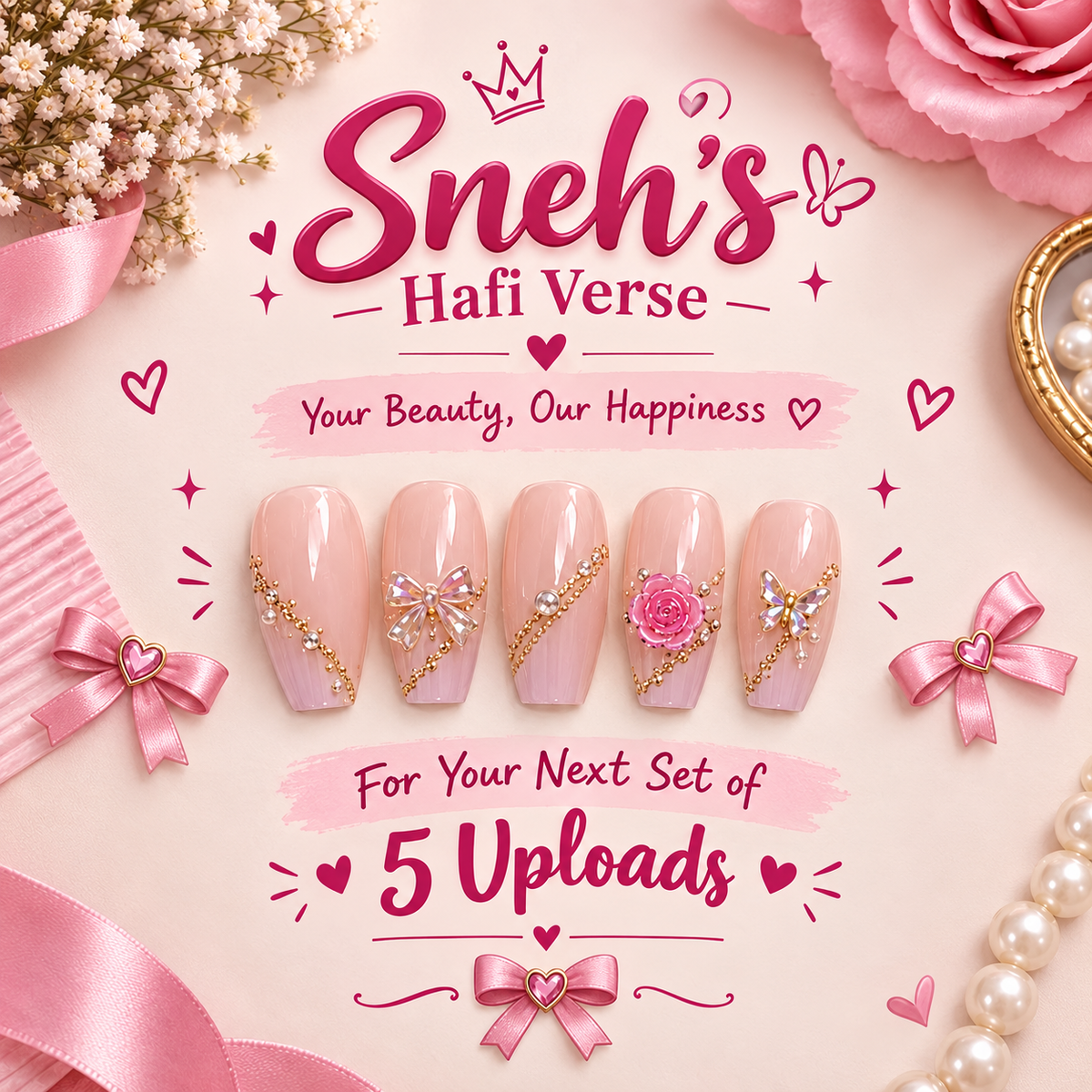 Haniverse Luxe Glam Nails – Different Colors Available | Designer Sticker Free ✨💅