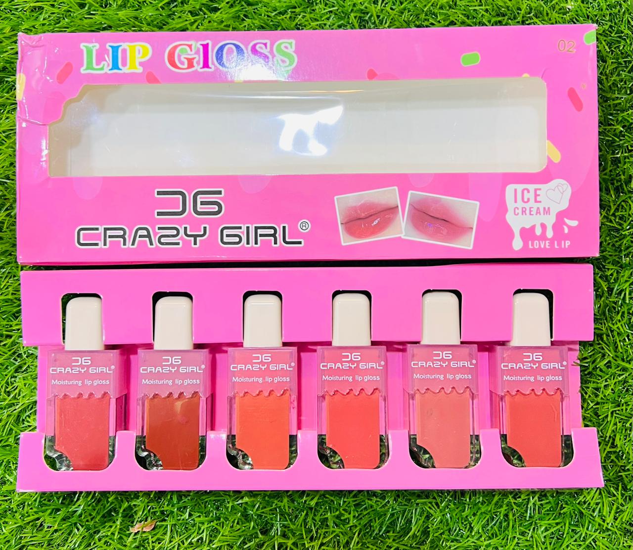 Crazy Girl Ice Cream Lip Gloss – Set of 6 🍦💋✨