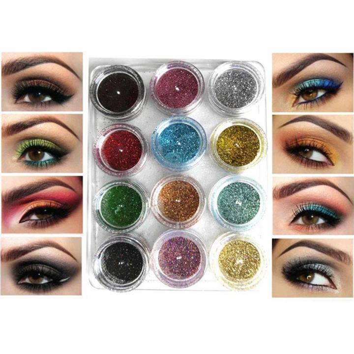 12 Pcs Multicolor Glitter Eyeshadow Palette