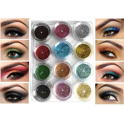 12 Pcs Multicolor Glitter Eyeshadow Palette