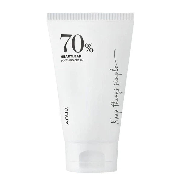 Anua Heartleaf 70% Soothing Cream white tube with flip-top cap