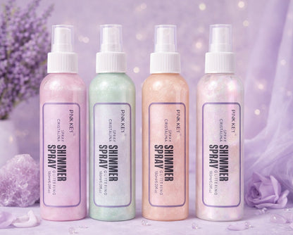 Pink Key Glittering Shimmer Spray – Radiant Glow Mist