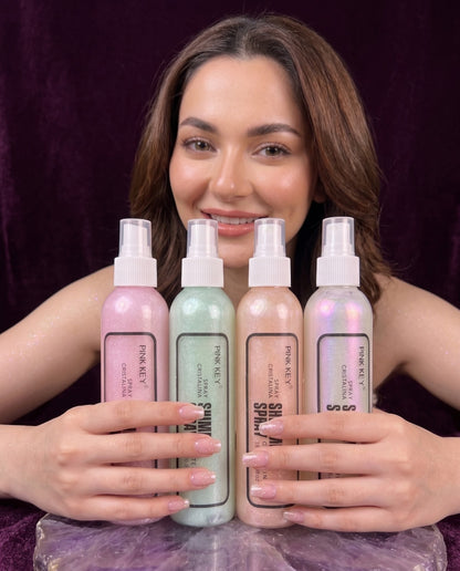 Pink Key Glittering Shimmer Spray – Radiant Glow Mist