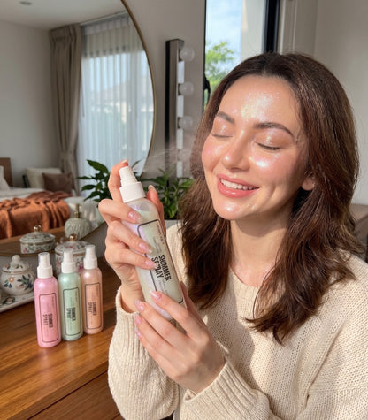 Pink Key Glittering Shimmer Spray – Radiant Glow Mist