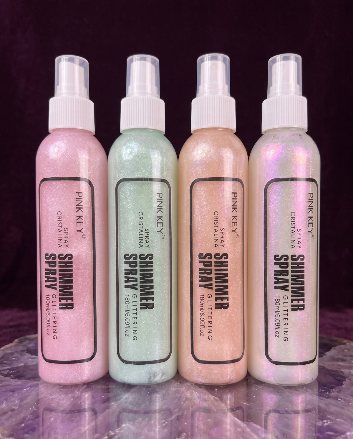 Pink Key Glittering Shimmer Spray – Radiant Glow Mist