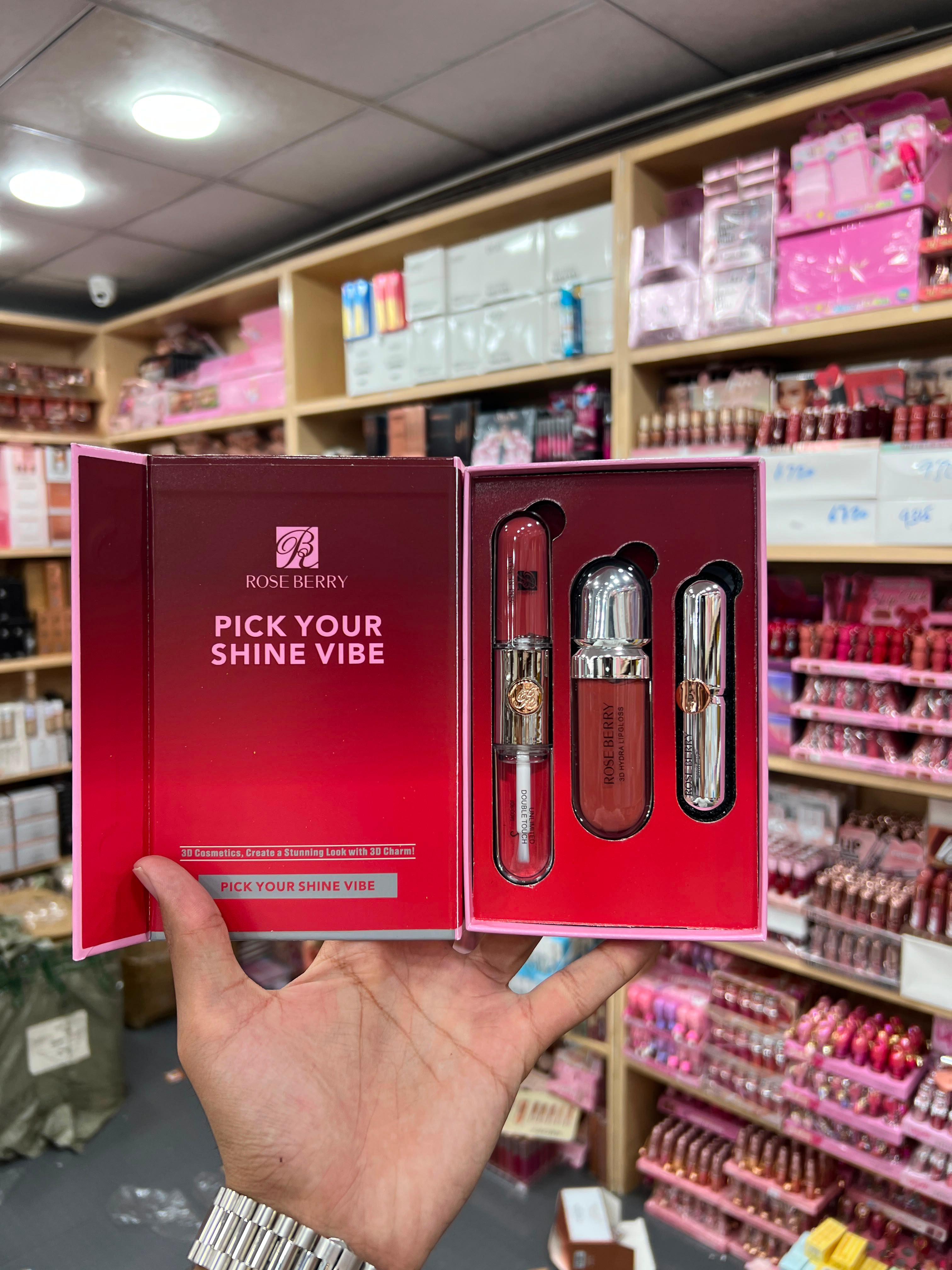 Rose Berry Pick Your Shine Vibe 3D Lip Gloss Set