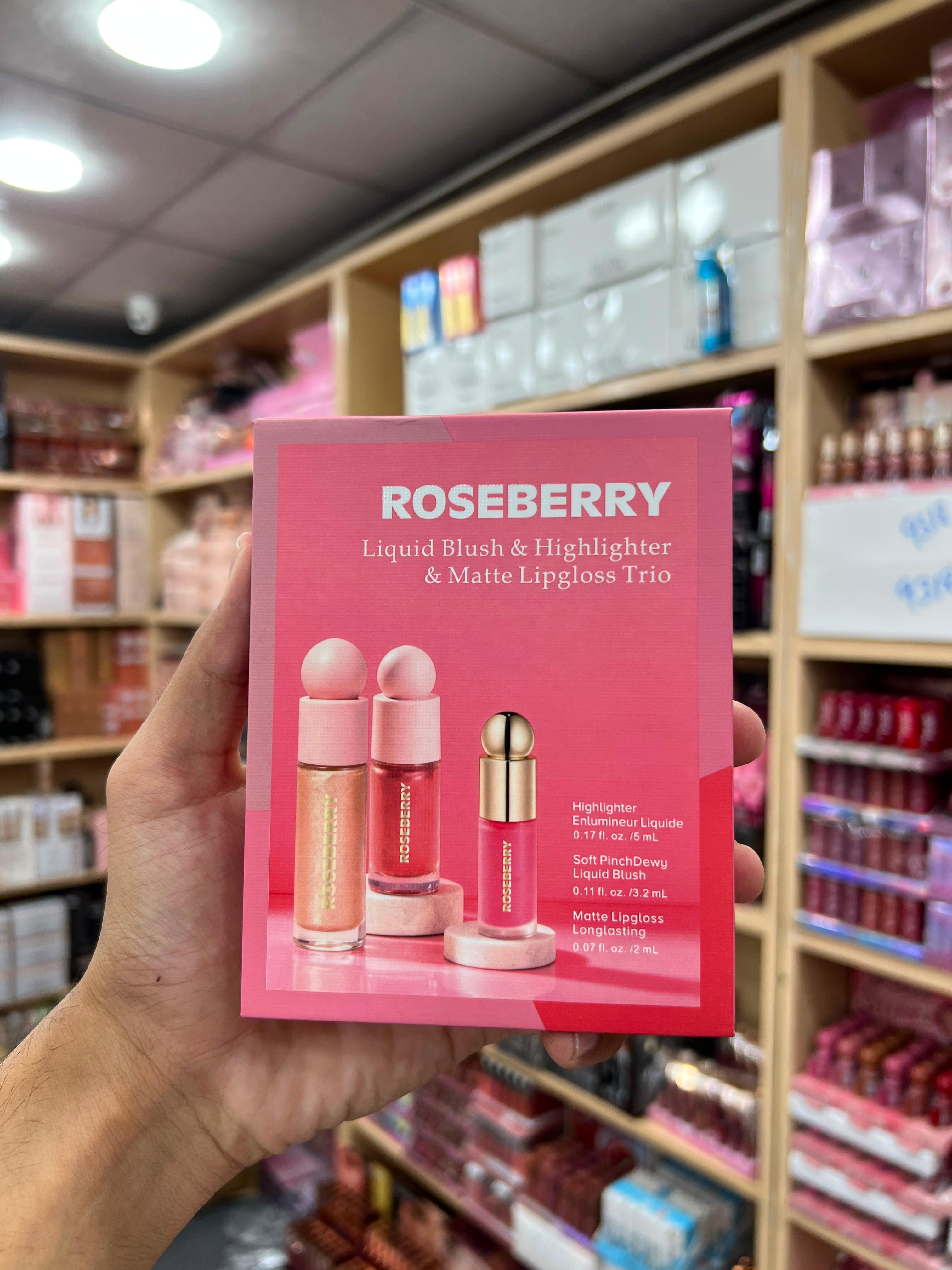 Rose Berry Liquid Blush & Highlighter & Matte Lipgloss Trio 💗✨