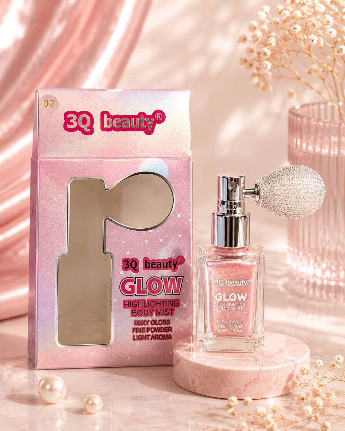 3Q Beauty mostly makes gloss + liquid highlighter, not an actual spray,