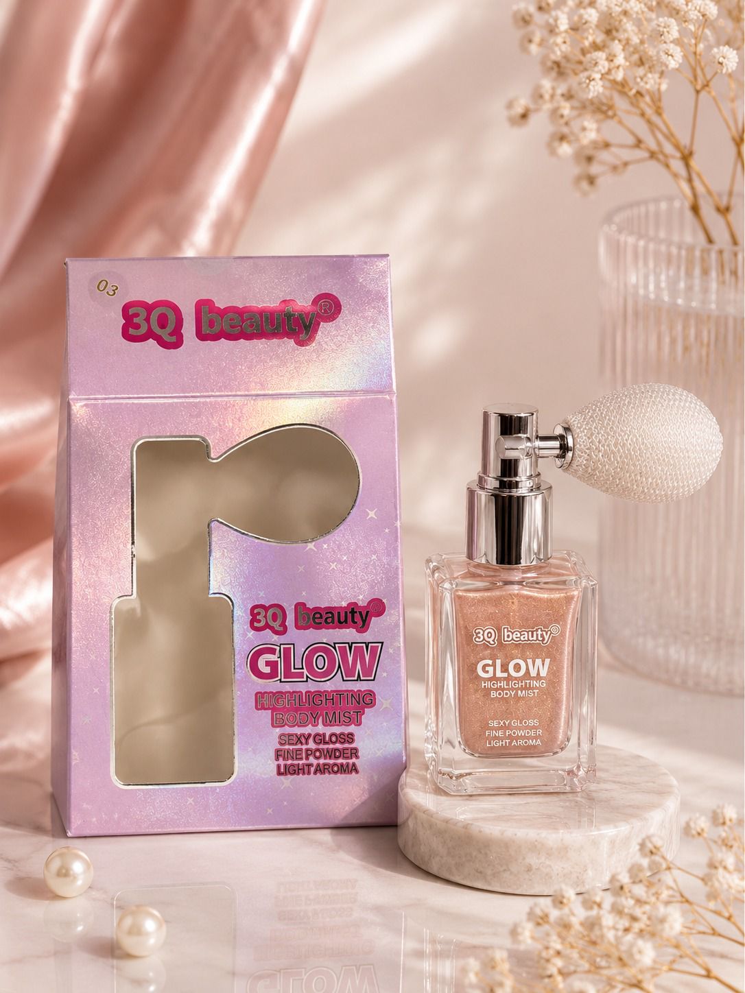 3Q Beauty mostly makes gloss + liquid highlighter, not an actual spray,