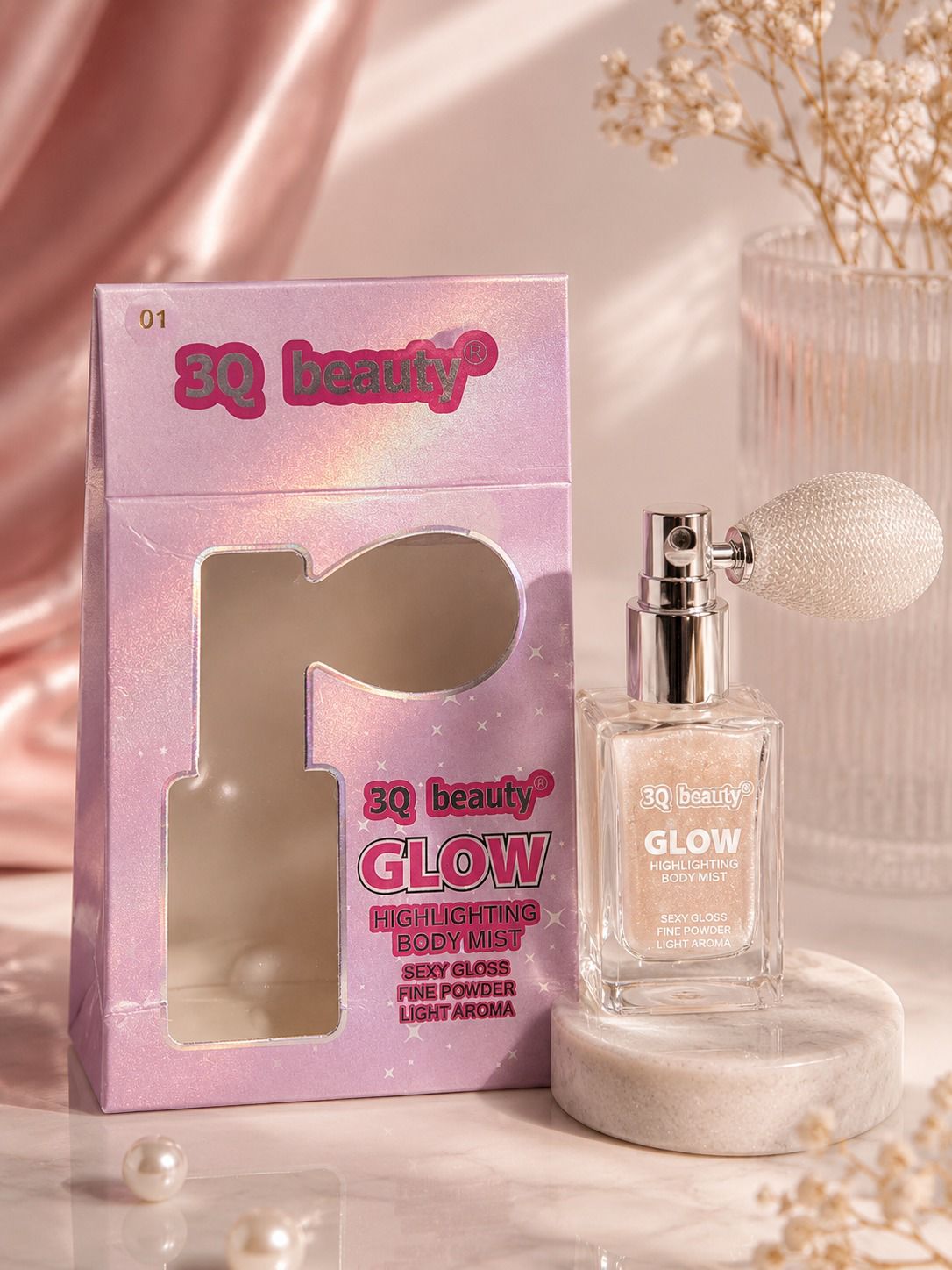 3Q Beauty mostly makes gloss + liquid highlighter, not an actual spray,