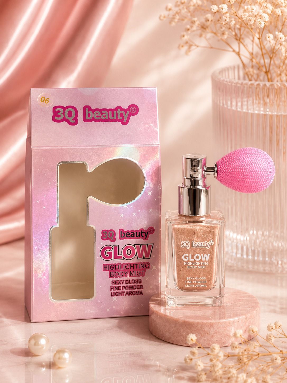 3Q Beauty mostly makes gloss + liquid highlighter, not an actual spray,