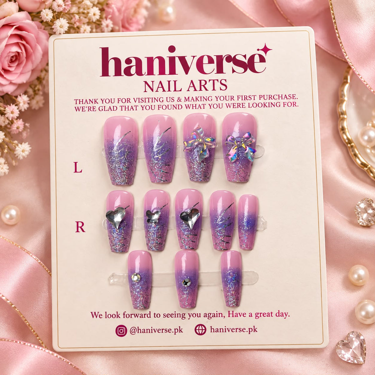 Haniverse Luxe Glam Nails – Different Colors Available | Designer Sticker Free ✨💅