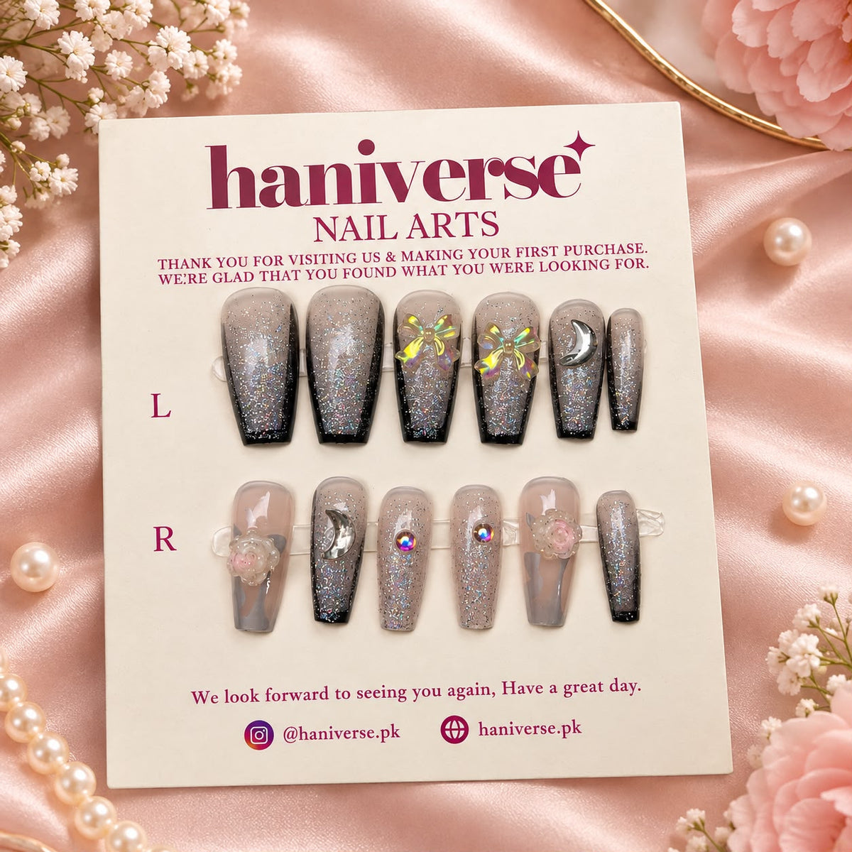 Haniverse Luxe Glam Nails – Different Colors Available | Designer Sticker Free ✨💅