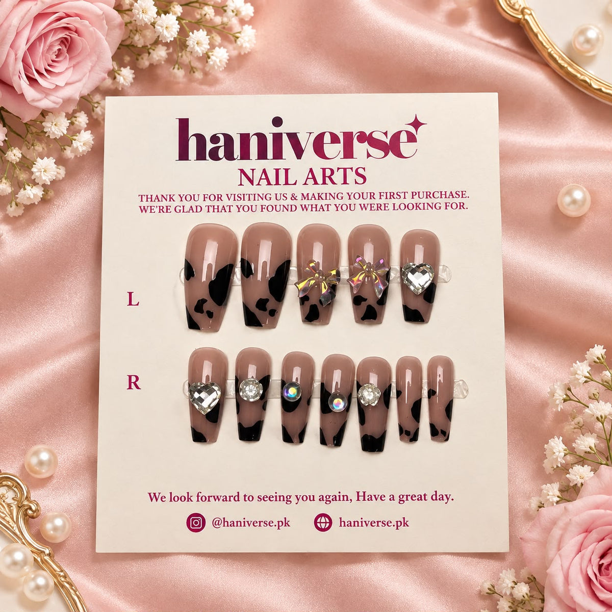 Haniverse Luxe Glam Nails – Different Colors Available | Designer Sticker Free ✨💅