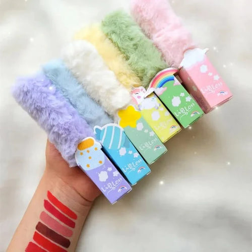 Cute Fur Lip Gloss 6Pcs Set 💋✨