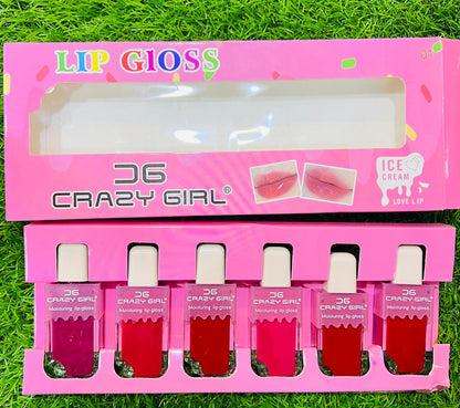 Crazy Girl Ice Cream Lip Gloss – Set of 6 🍦💋✨